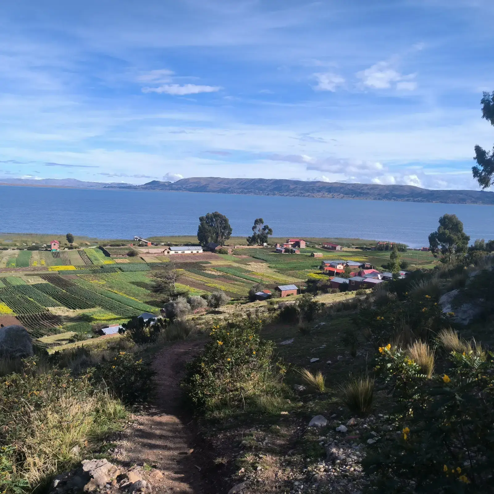 Paesaggio del Lago Titicaca sulla penisola di Chucuito, vicino alla comunità aymara di Luquina